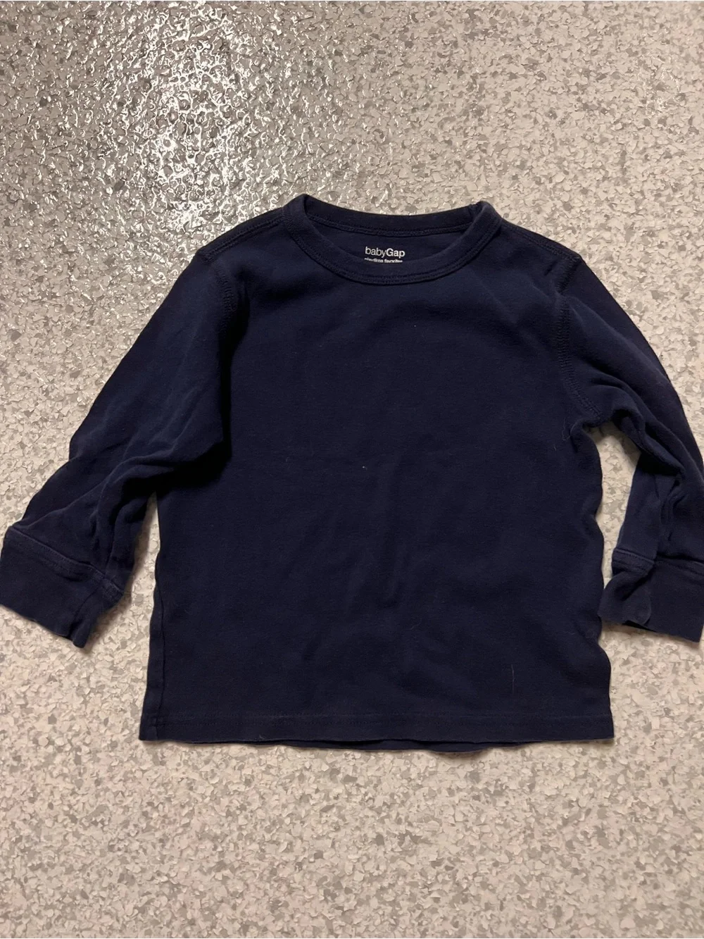GAP Baby Navy Long Sleeve Tee - Solid Dark Blue